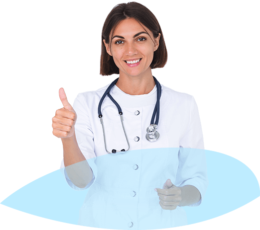 Indian doctor with stethoscope showing thumbs up