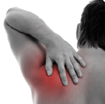 man rubbing shoulder due to radiating pain