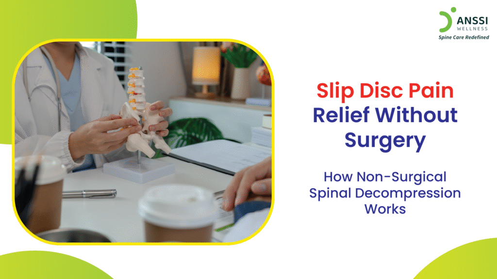 A slip disc or slipped disc can cause sharp, radiating pain that affects your ability to sit, stand, work, or even sleep comfortably.