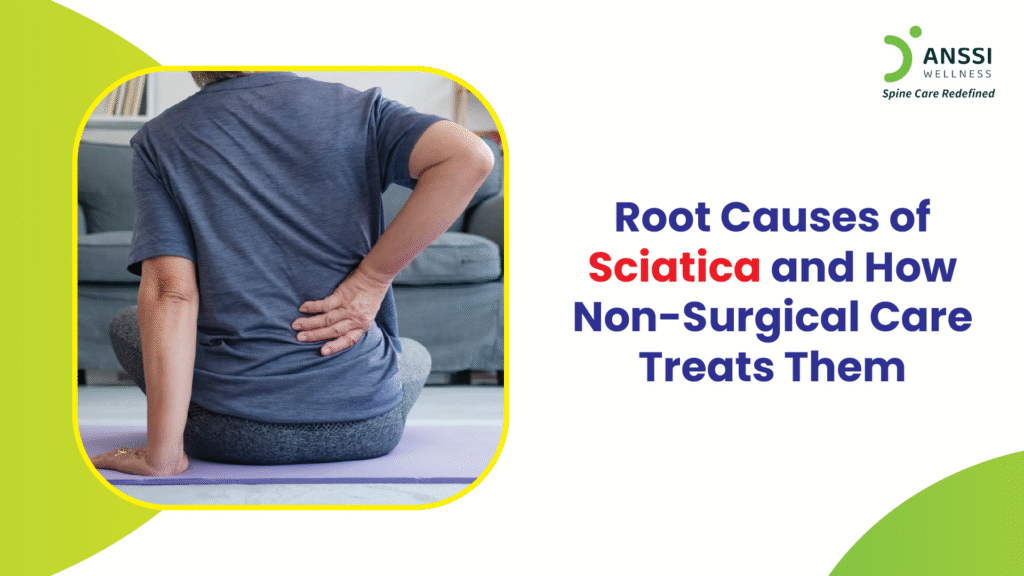 Sciatica often begins as mild back pain and gradually turns into a sharp, radiating pain running down one leg.