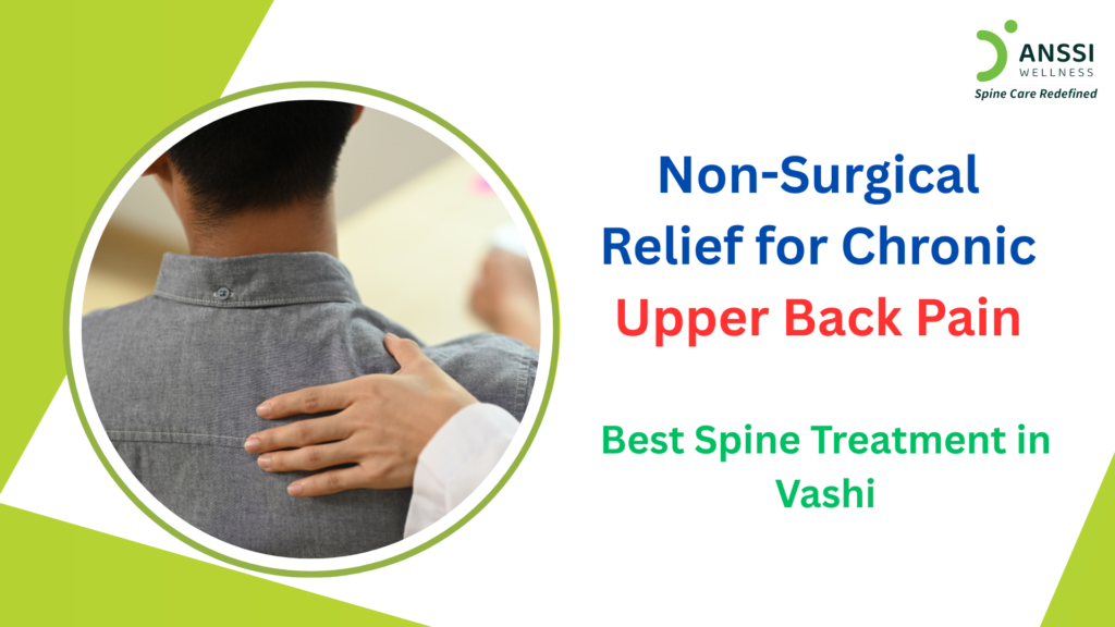 Chronic upper back pain is typically defined as pain or stiffness in the thoracic spine region that lasts longer than 12 weeks.