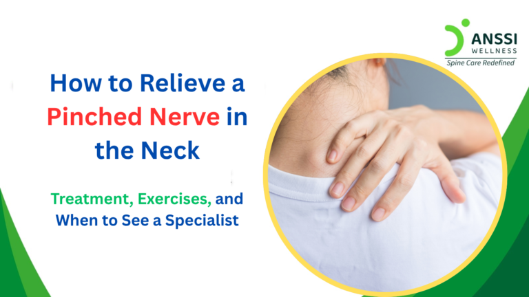 A pinched nerve occurs when surrounding tissues, such as spinal discs, bones, or muscles, compress a nerve in the neck.