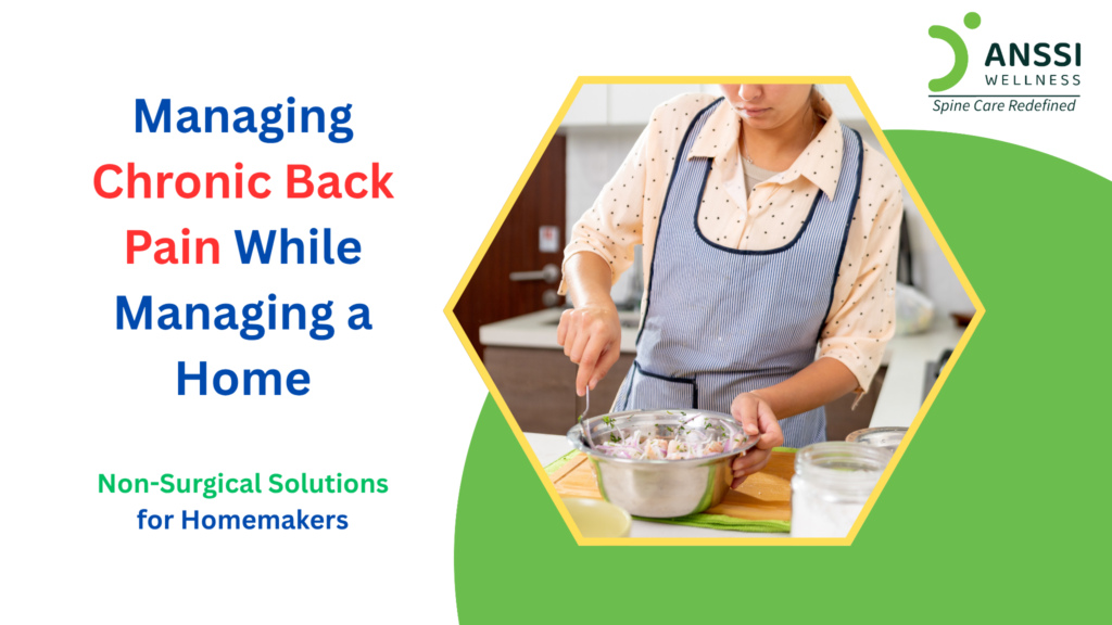 Chronic back pain is a common issue among homemakers, often caused by repetitive movements and poor posture.