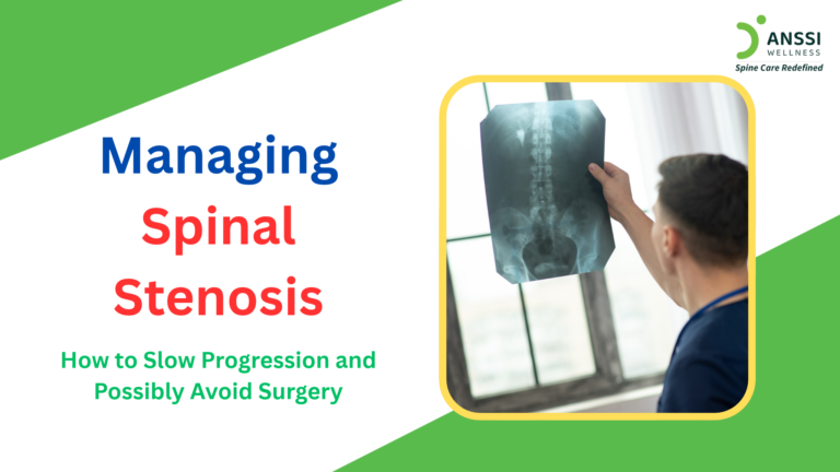 Spinal stenosis occurs when the spaces within the spine narrow, potentially putting pressure on the spinal cord or nearby nerves.